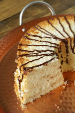 Angel Food Cake with Chocolate Drizzle