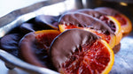 CANDIED BLOOD ORANGE SLICES DIPPED IN CHOCOLATE