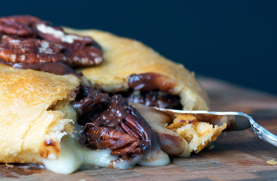 CRESCENT ROLL WITH BRIE, PECANS, AND CHOCOLATE