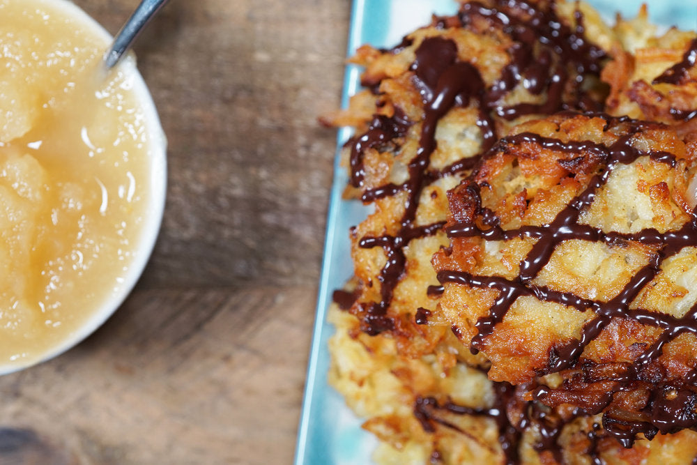 Hanukkah Recipe: Potato Pancakes with Chocolate Drizzle