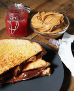 Peanut Butter Jelly and Chocolate Grilled Sandwiches