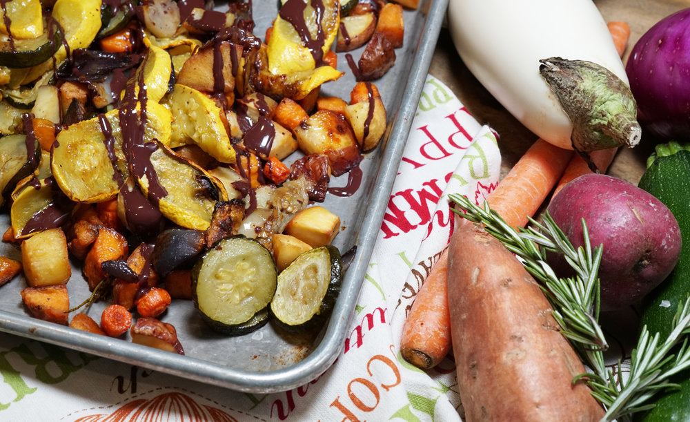 Roasted Vegetables with Rosemary and Chocolate Sauce