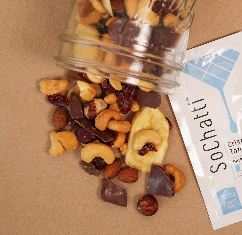 healthy and easy trail mix with vegan dark chocolate